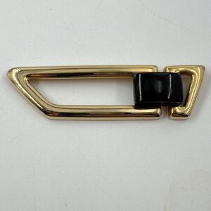 Monet Geometric Brooch Gold Tone W Black Acrylic Cabochon Vintage Modernist